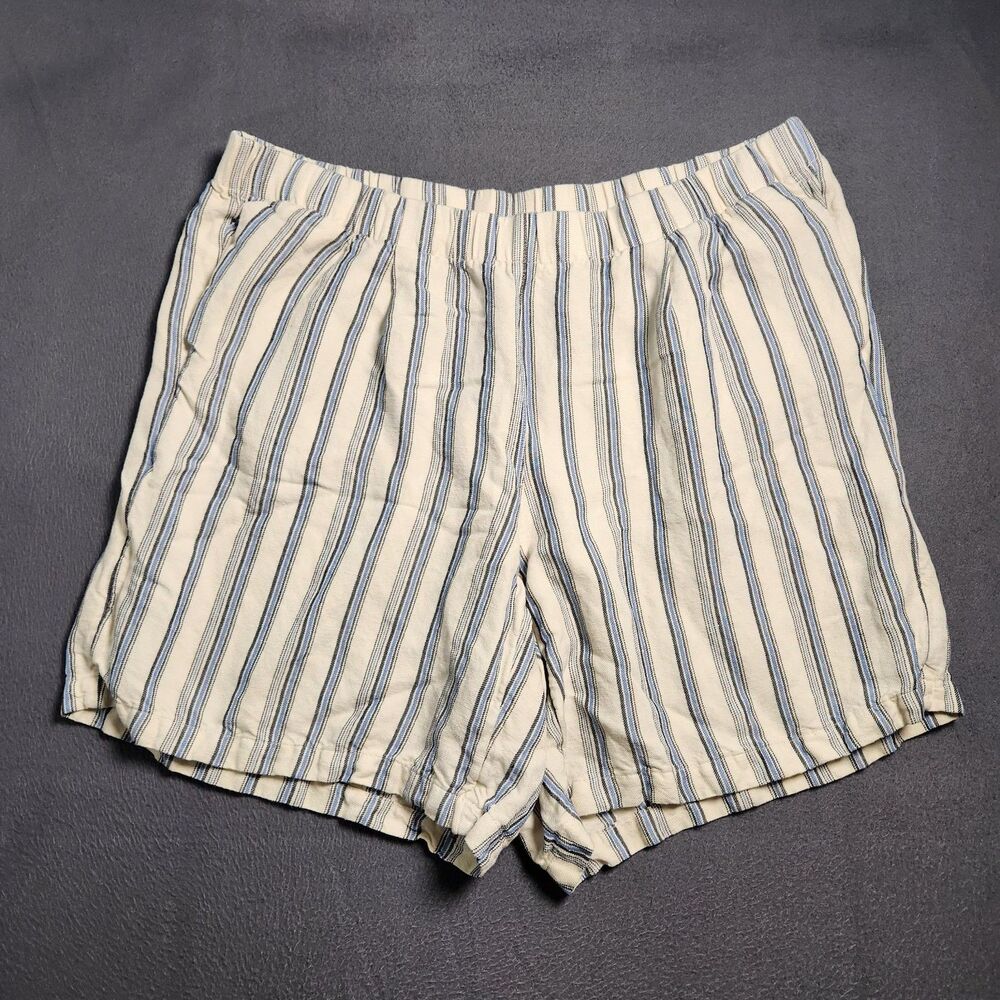 J. Jill Shorts Women XL Striped Linen Blend High Rise Pull On